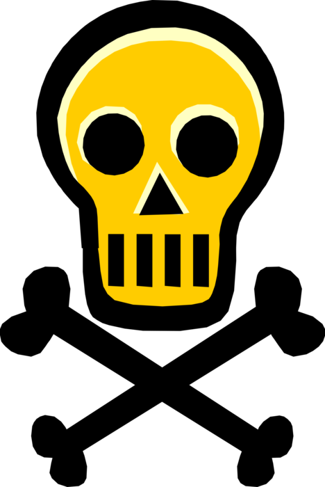 Vector Illustration of Skull and Crossbones Identify Poisonous Substances, Deadly Chemicals