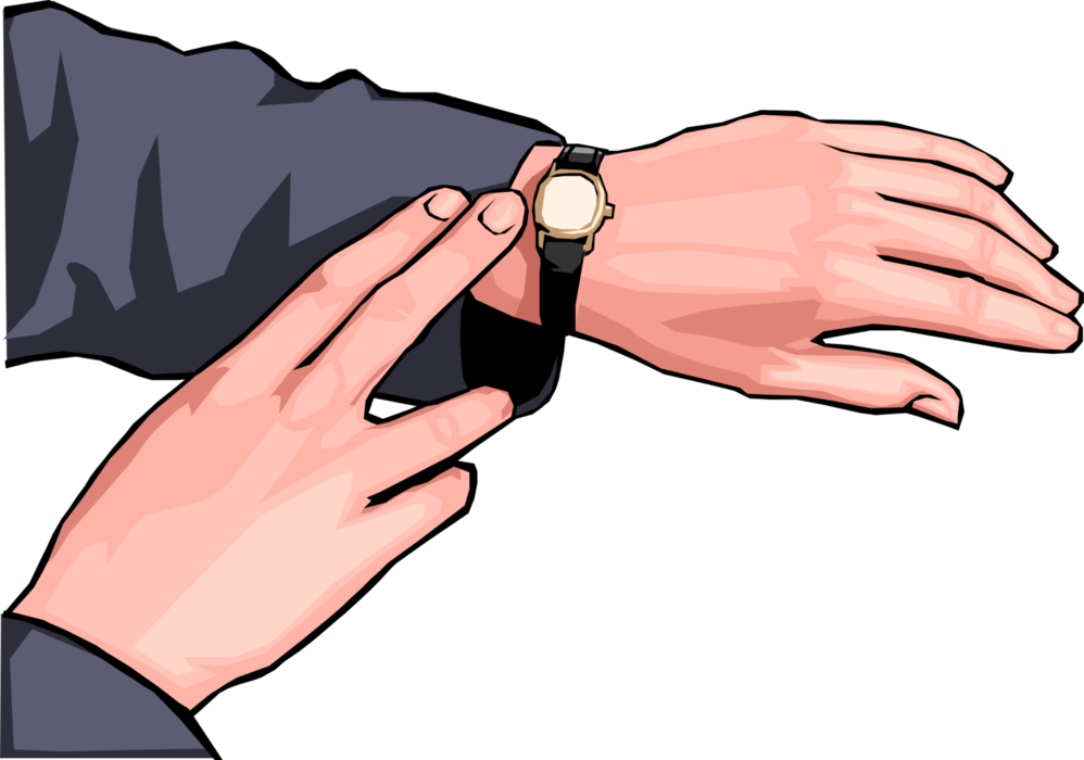 Vector Illustration of Hands Checking the Time on Watch