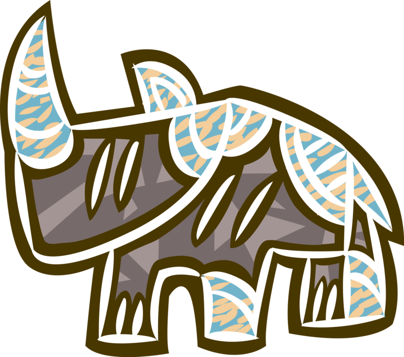 Vector Illustration of Large, Thick-Skinned African Rhinoceros Animal Symbol