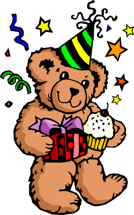 Vector Illustration of Birthday Party Teddy Bear