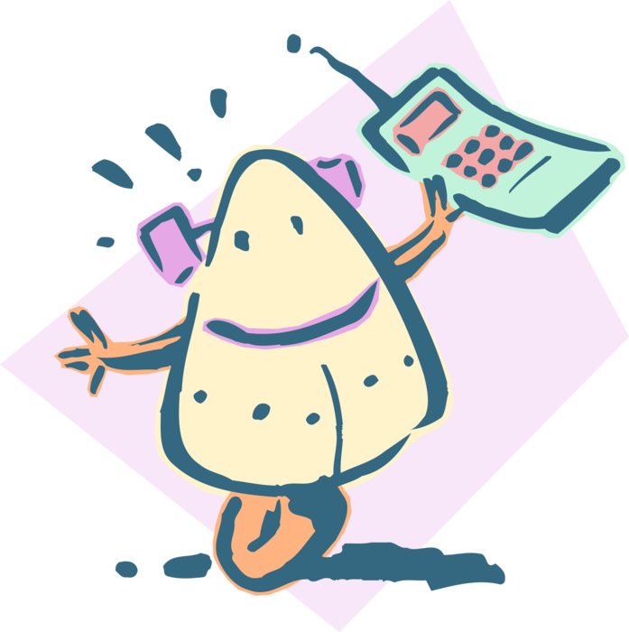 Vector Illustration of Little Robot with Mobile Smartphone Phone