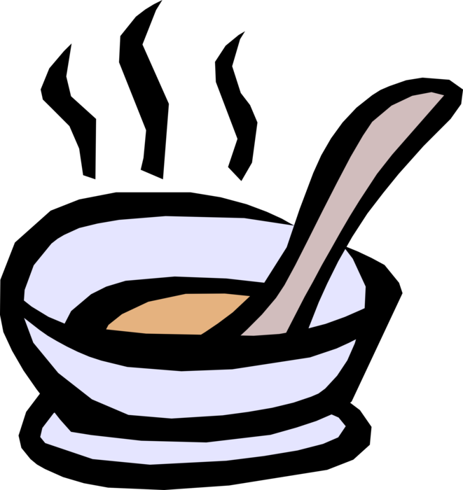 Vector Illustration of Hot Soup with Spoon