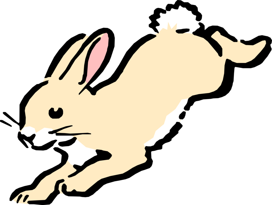 Vector Illustration of Cartoon Rabbit Hopping