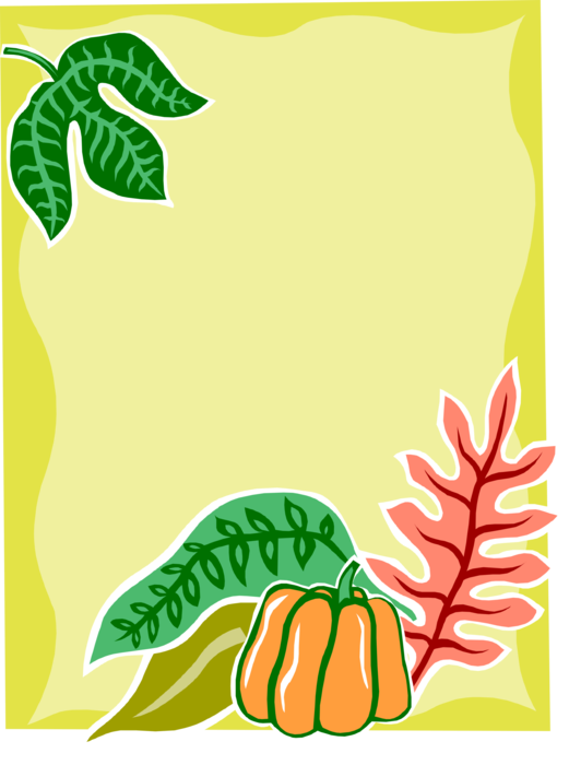 Vector Illustration of Fall or Autumn Leaves and Squash Frame Border