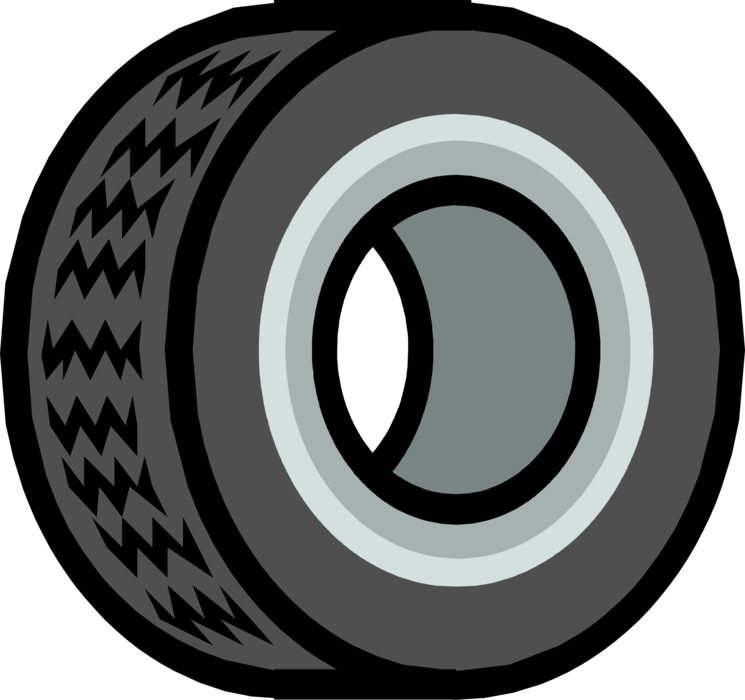 Vector Illustration of Modern Pneumatic Rubber Tire Covers the Wheel Rim
