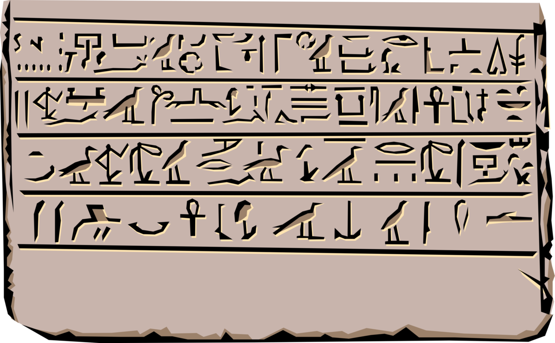 Vector Illustration of Ancient Egyptian Hieroglyphs and Petroglyphs