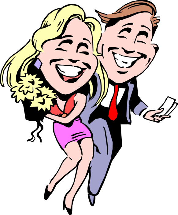 Vector Illustration of Blind Date Male and Female Ready for Night on the Town