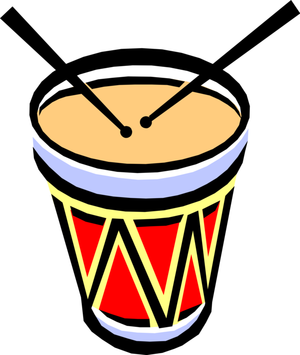 Vector Illustration of Snare Drum Percussion Instrument Produces Sharp Staccato Sound