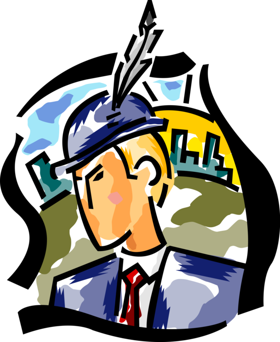 Vector Illustration of Feather in His Hat Idiom
