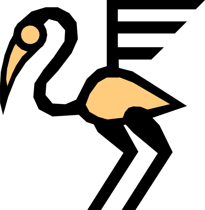 Vector Illustration of Symbolic Animals Stork Bird