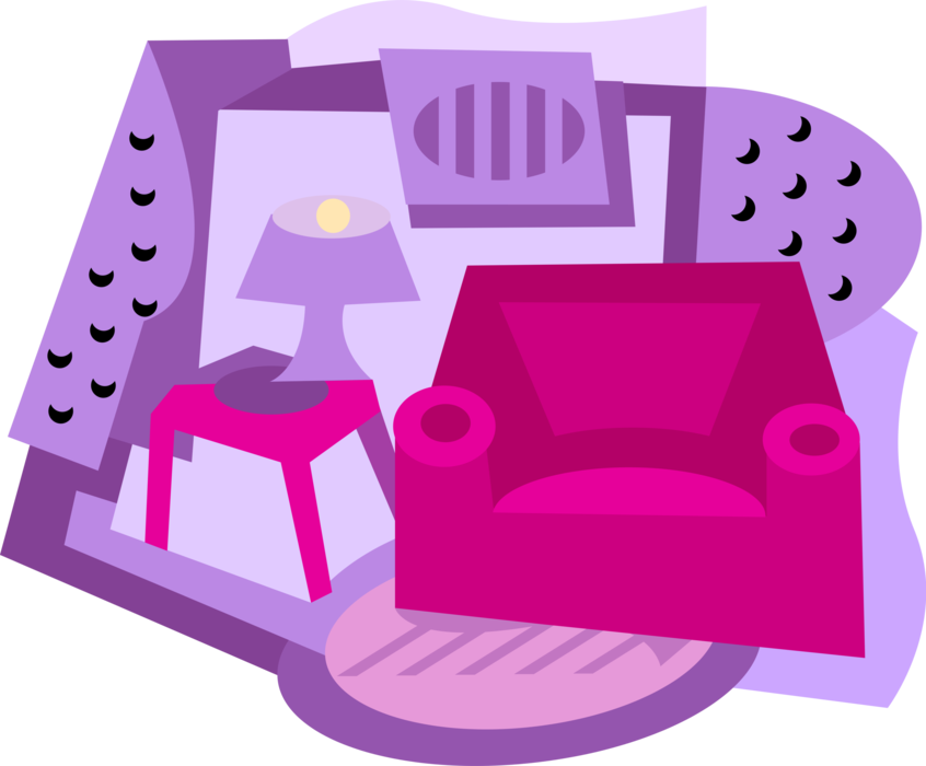 Vector Illustration of Home Furnishings Chair and Table Lamp