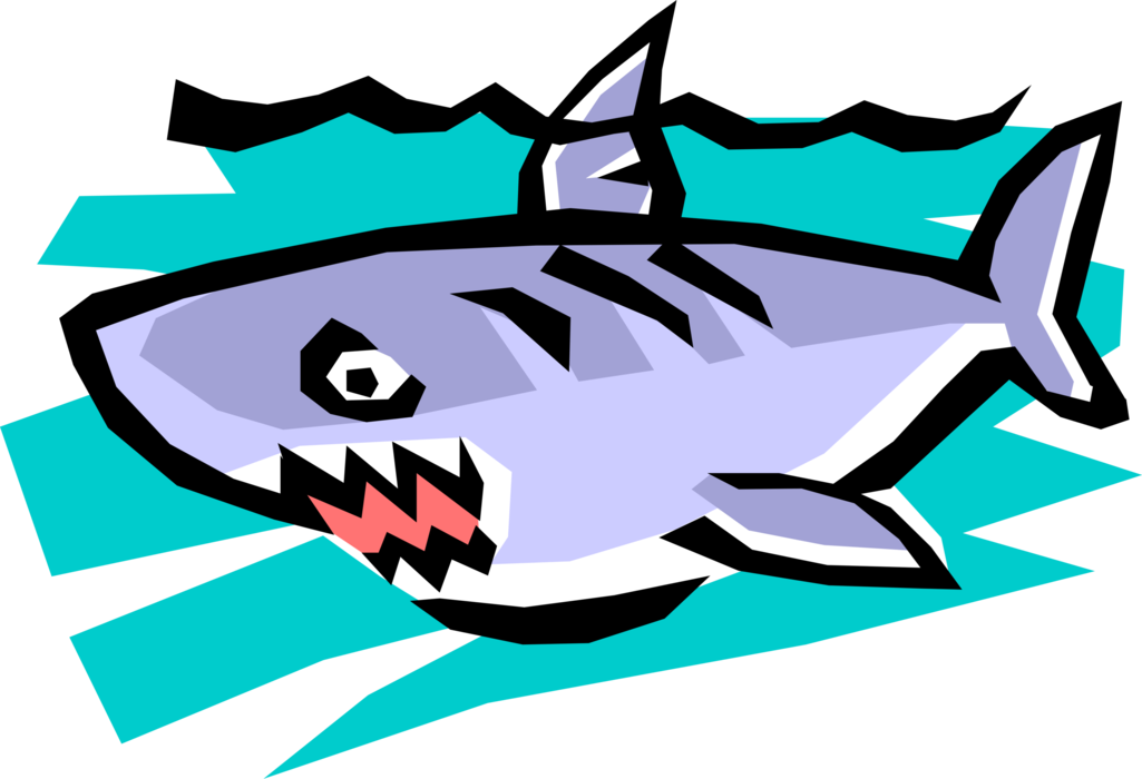 Vector Illustration of Great White Shark Swimming