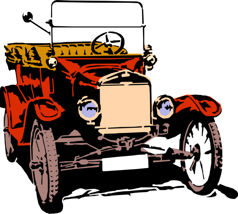 Vector Illustration of Antique Vintage Old Ford Car Automobile Motor Vehicle