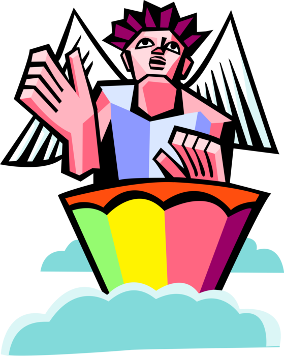 Vector Illustration of Spiritual Angel Playing Percussion Drum