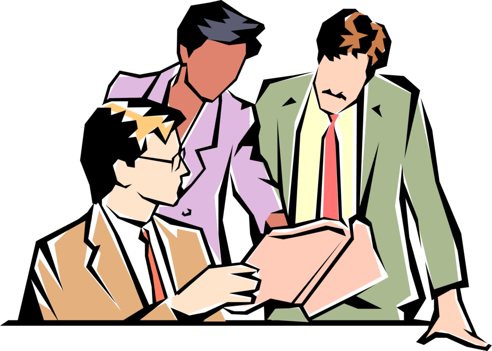 Vector Illustration of Office Colleagues Review Quarterly Results