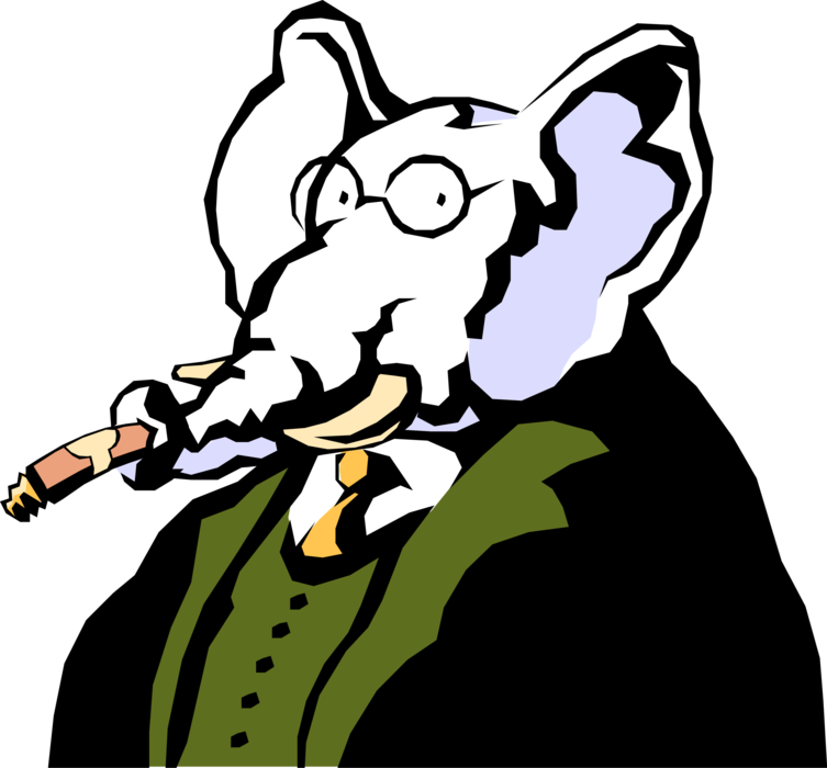 Vector Illustration of Businessman is White Elephant Smoking Cigar