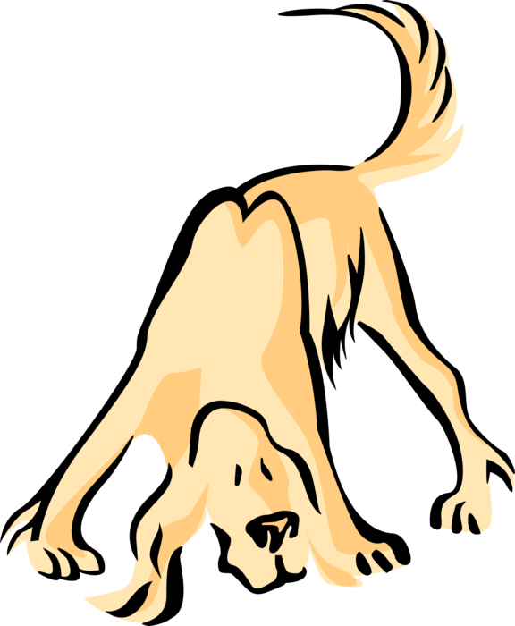 Vector Illustration of Hound Dog Sniffing Around