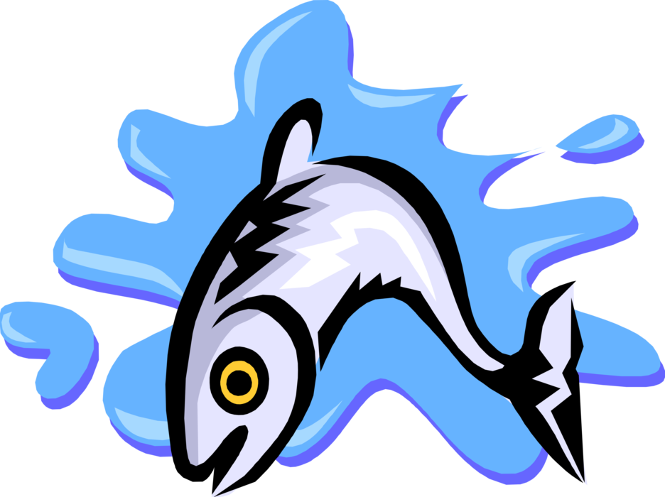 Vector Illustration of Fish Jumping Out of Water