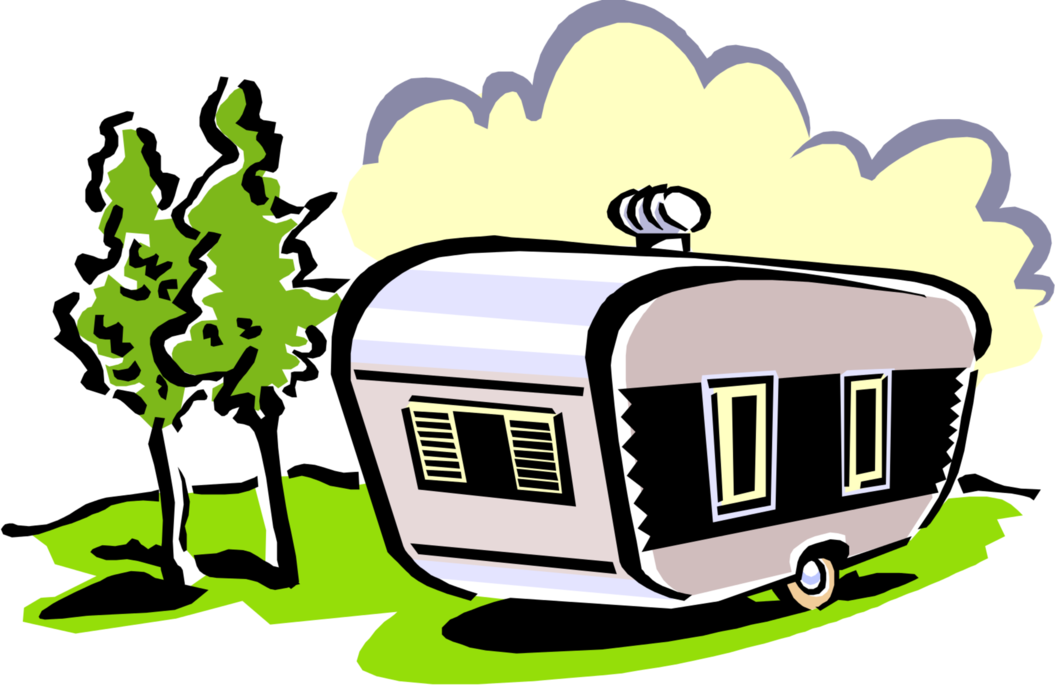 Vector Illustration of Recreational Vehicle Camping Trailer with Living Accommodation