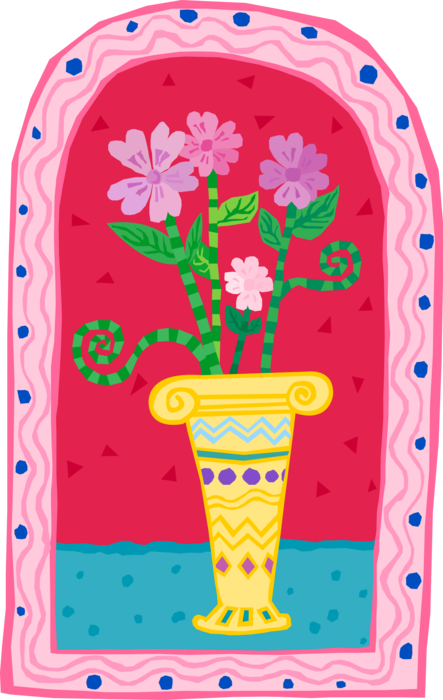 Vector Illustration of Floral Design Flowers in Vase
