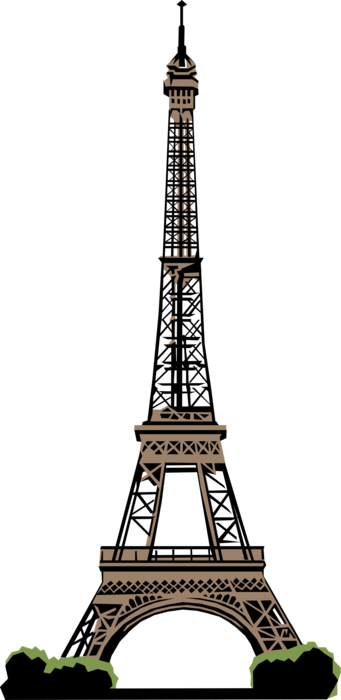 Vector Illustration of Eiffel Tower on Champ de Mars Cultural Icon and World Landmark of Paris, France