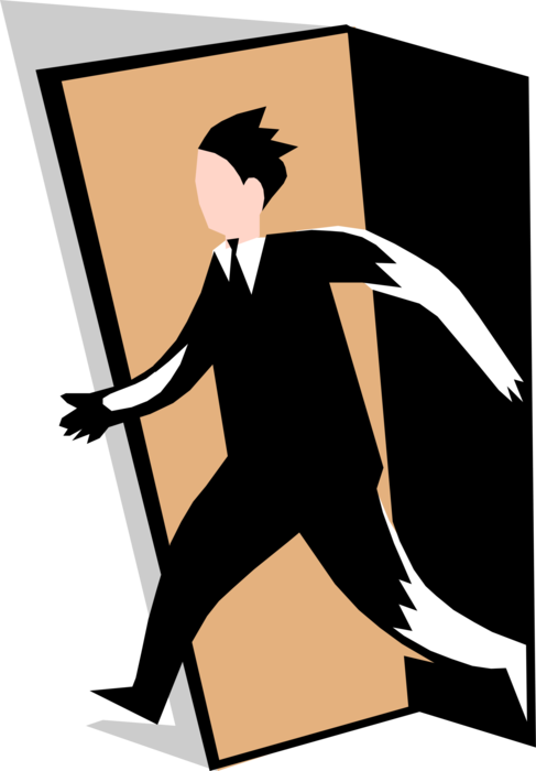 Vector Illustration of Businessman Walking Through Door of Opportunity