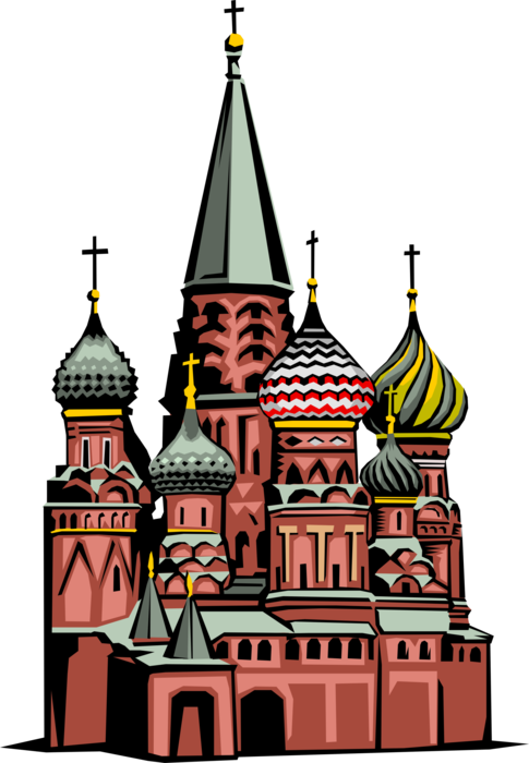Vector Illustration of St Basil's Orthodox Christian Cathedral, Red Square, Moscow, Russia