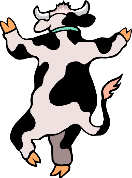 Vector Illustration of Farm Agriculture Livestock Animal Cartoon Dairy Cow Dances
