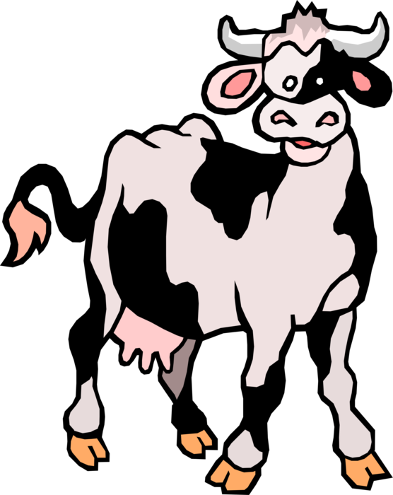 Vector Illustration of Farm Agriculture Livestock Animal Cartoon Dairy Cow Standing