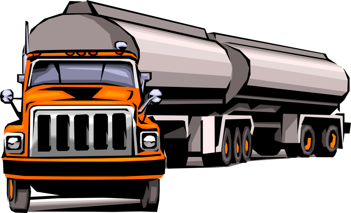 Vector Illustration of Construction Industry Heavy Machinery Equipment Tanker Truck