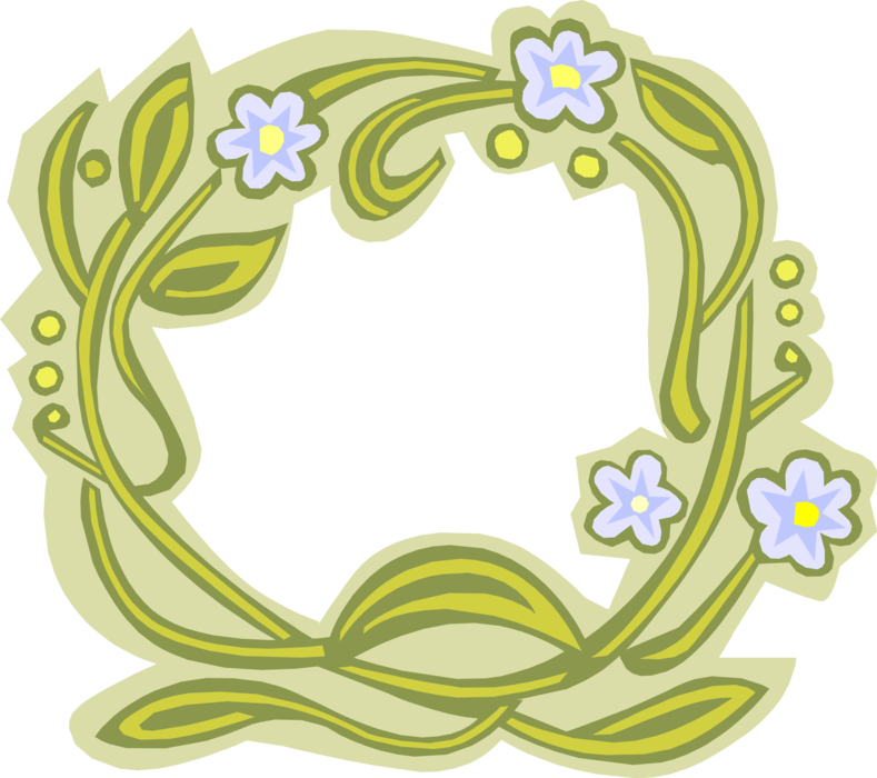Vector Illustration of Garden Flower and Vine Border