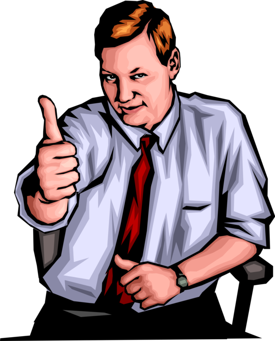 Vector Illustration of Businessman Signals OK with Thumbs Up