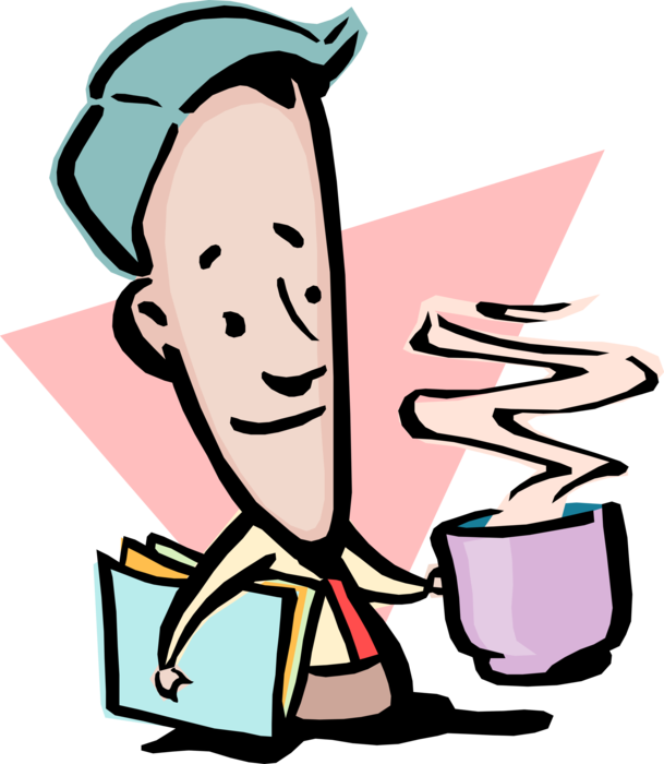 Vector Illustration of Businessman with Cup of Hot Coffee