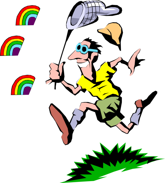 Vector Illustration of Idiot Chasing Rainbows