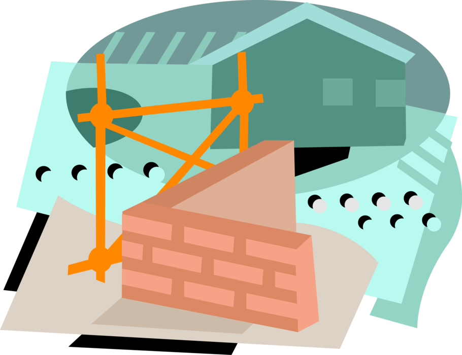 Vector Illustration of Building Construction Masonry Brick Wall