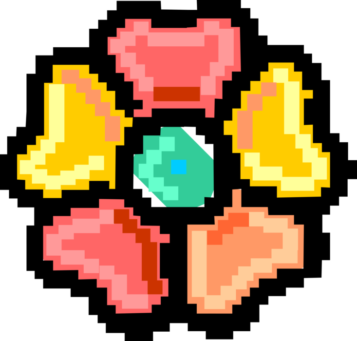 Vector Illustration of Pixelated Bitmap Flower Symbol
