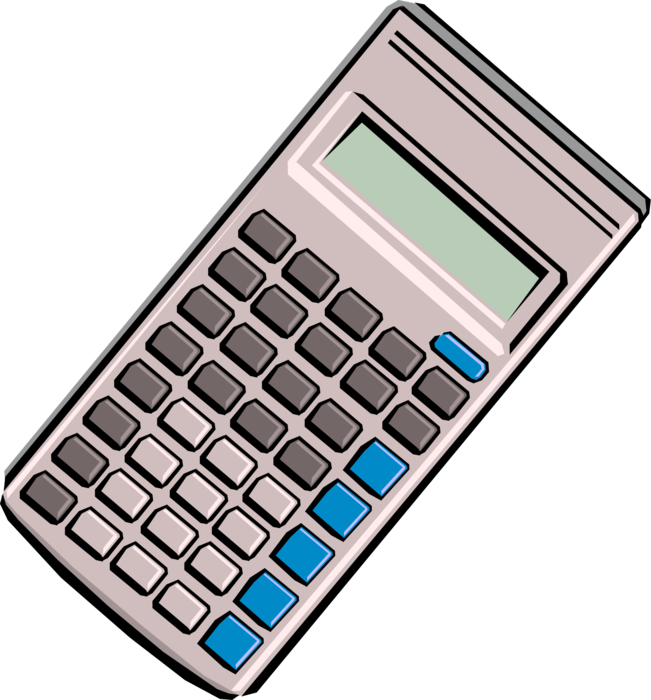 Vector Illustration of Calculator Portable Electronic Device Performs Basic Operations of Mathematics