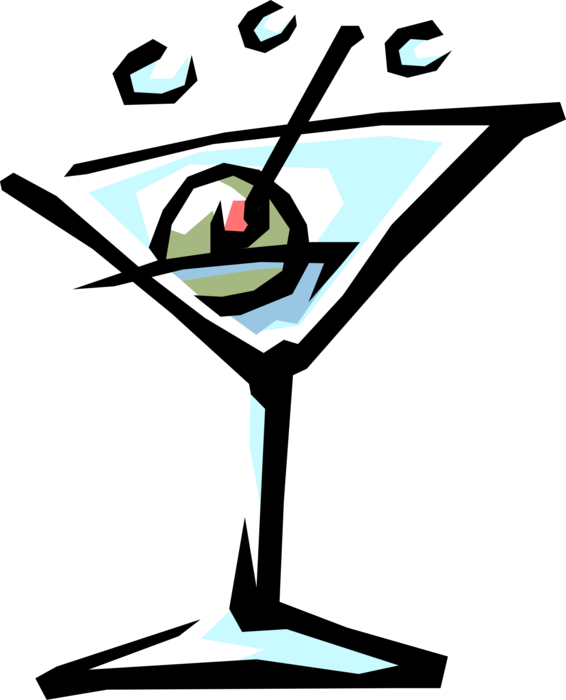 Vector Illustration of Martini Cocktail Alcohol Beverage with Olive