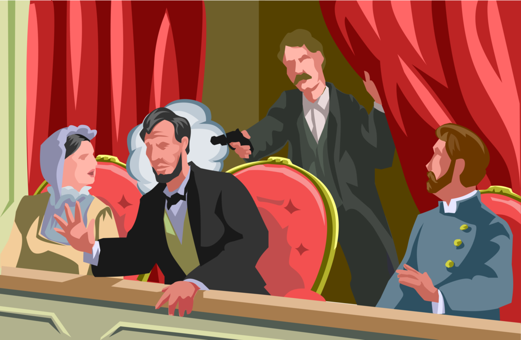 Vector Illustration of Assassination of President Abraham Lincoln by John Wilkes Booth at Ford's Theatre