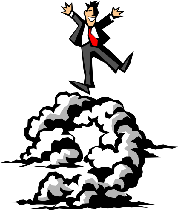 Vector Illustration of Businessman Dancing on Cloud Nine
