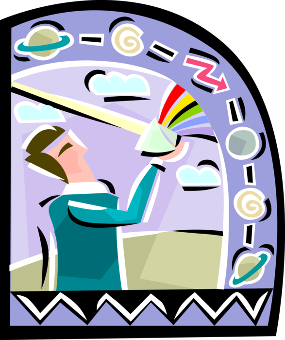 Vector Illustration of New Age Astrology with Crystal Prism