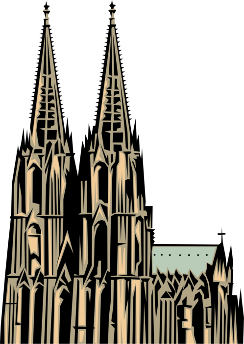 Vector Illustration of Cologne Cathedral Gothic Christian Church, Cologne, Germany