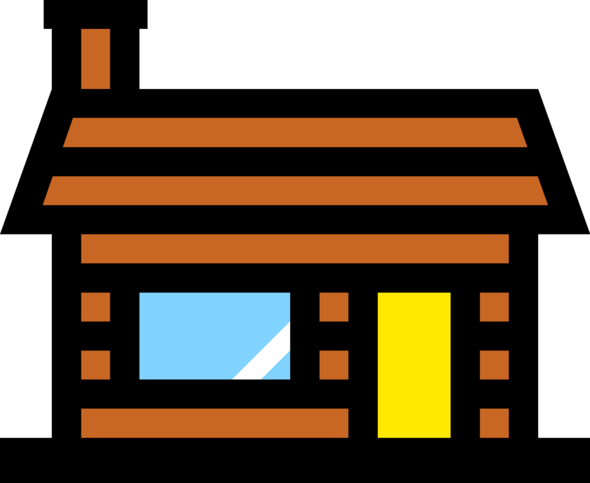 Vector Illustration of North American Log House Symbol