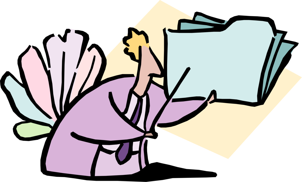 Vector Illustration of Businessman Holding File Folder