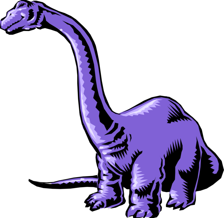 Vector Illustration of Cartoon Purple Brontosaurus Dinosaur