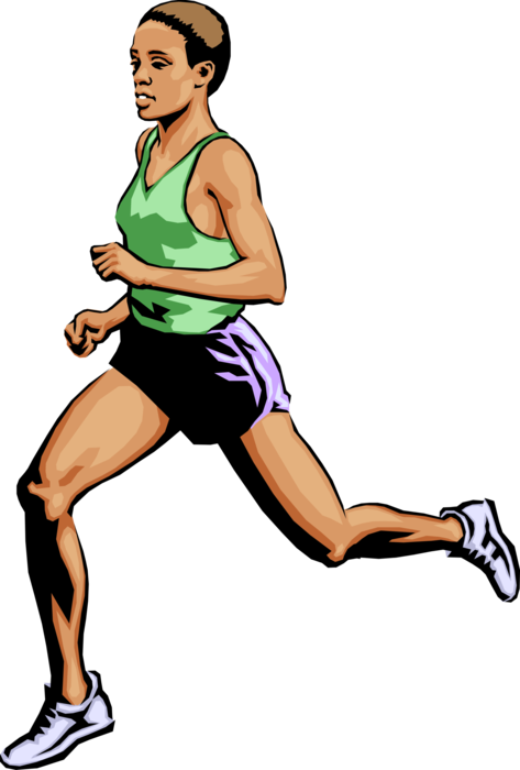 Vector Illustration of Track and Field Athletic Sport Contest Marathon Runner Running Race
