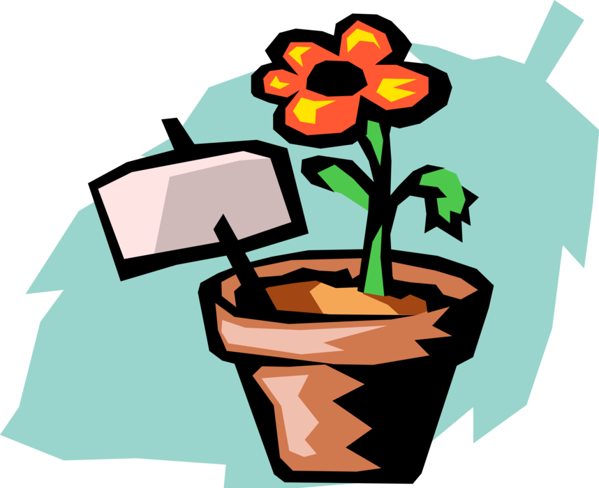 Vector Illustration of Flower Growing in Clay Pot