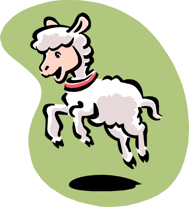Vector Illustration of Farm Agriculture Livestock Animal Young Sheep Lamb Leaping