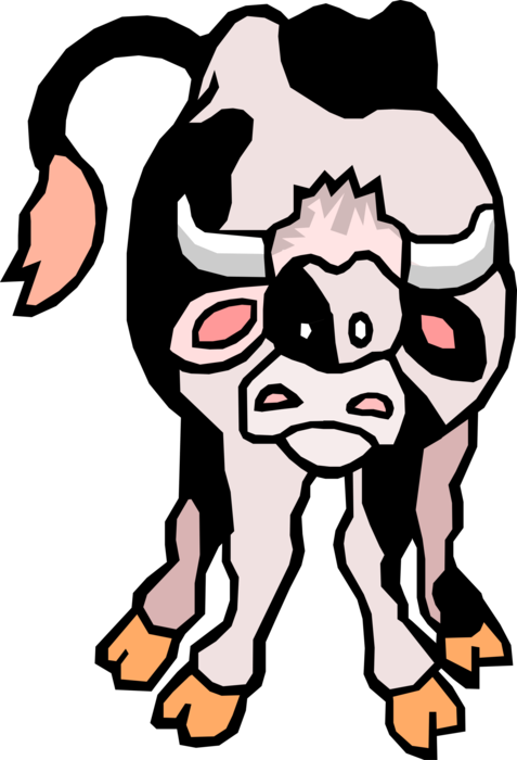 Vector Illustration of Farm Agriculture Livestock Animal Cartoon Dairy Cow Head-On