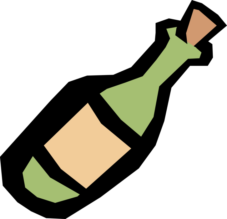 Vector Illustration of Bottle of Wine Alcohol Beverage